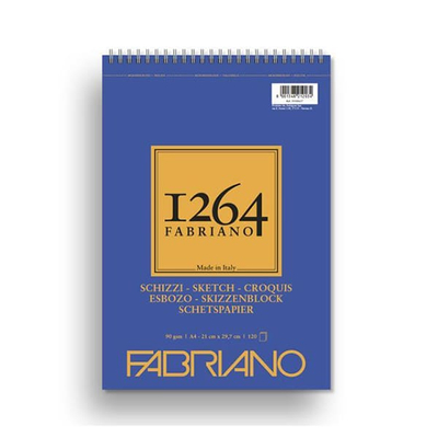 Fabriano 1264 rajz- és vázlattömb, 90 g - A4, felül spirálos