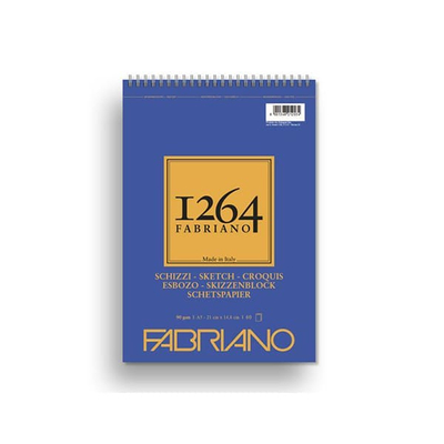 Fabriano 1264 rajz- és vázlattömb, 90 g - A5, felül spirálos