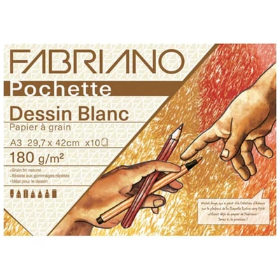 Fabriano Pochette Dessin Blanc rajzpapír csomag (dipa), 180 g - A3, 10 lap
