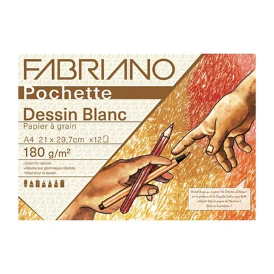 Fabriano Pochette Dessin Blanc rajzpapír csomag (dipa), 180 g - A4, 12 lap