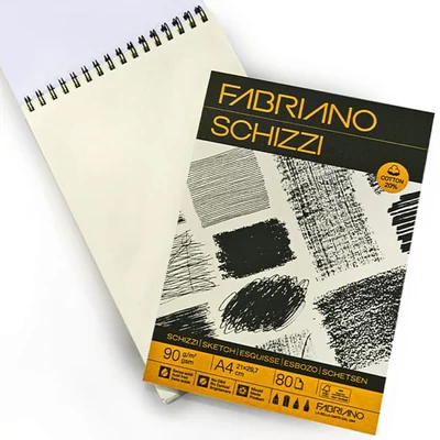 Fabriano Schizzi rajz- és vázlattömb, 90 g, 80 lap, A4, felül spirálos