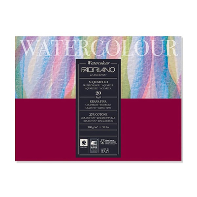 Fabriano Watercolour akvarelltömb, 200 g, 30x40 cm, 20 lap, félérdes
