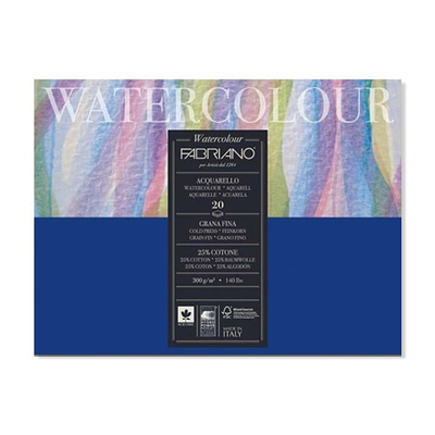 Fabriano Watercolour akvarelltömb, 300 g, 30x40 cm, 20 lap, félérdes