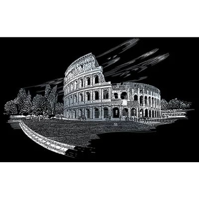 Karckép gravírozó készlet karctűvel, 29x39 cm - Colosseum, ezüst