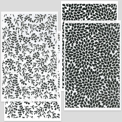 Transzfer papír süthető gyurmához, 9x14 cm, 2x2 db - levélindák, virágszirmok - fekete