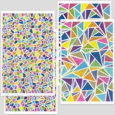 Transzfer papír süthető gyurmához, 9x14 cm, 2x2 db - színes mozaikok - kicsi, nagy