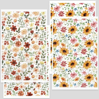 Transzfer papír süthető gyurmához, 9x14 cm, 2x2 db - mezei virágok - multicolor
