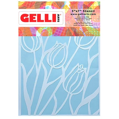 Stencil, Gelli Arts, 5x7&quot;, 12,7x17,8 cm - tulipán