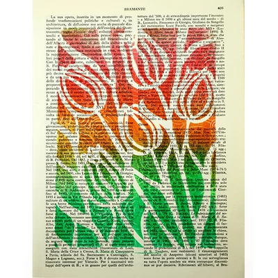 Stencil, Gelli Arts, 5x7&quot;, 12,7x17,8 cm - tulipán