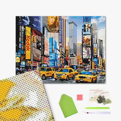 Gyémánt mozaik kirakó, feszített vásznon, 40x50 cm - A Times Square