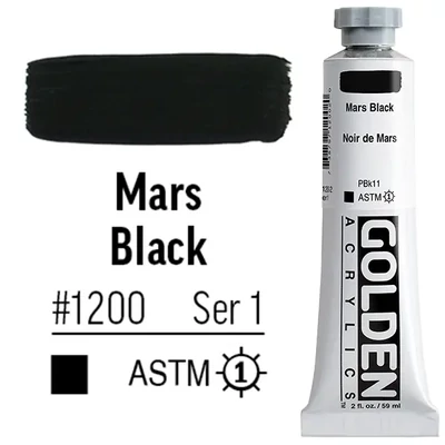 Golden Acrylics Heavy Body akrilfesték, 59 ml - 1200, mars black
