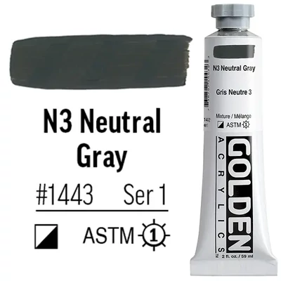 Golden Acrylics Heavy Body akrilfesték, 59 ml - 1443, n3 neutral gray