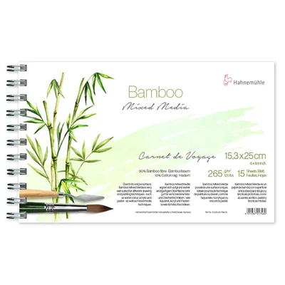 Hahnemühle Bamboo Carnet de Voyage bambusz festő- és rajzfüzet, 265 g, 15 lap, 15,3x25 cm (fekvő)