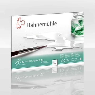Hahnemühle akvarelltömb, Harmony, 300 g - 12 lap, A3, sima