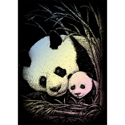 Karckép gravírozó készlet karctűvel, 12x18 cm - Panda, holográf