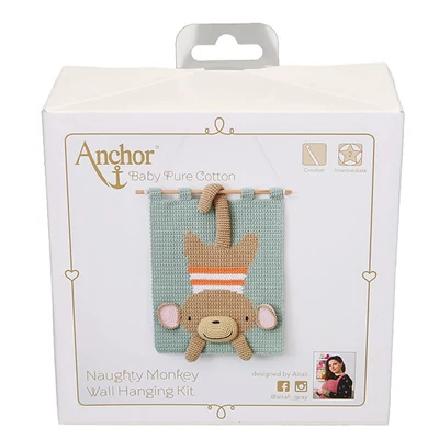 Horgolókészlet, Anchor Baby Pure Cotton 3D falikép - Csintalan majom