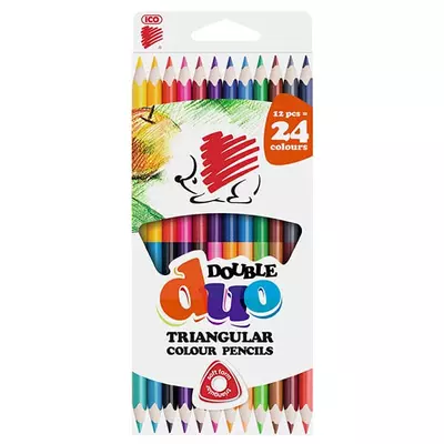 ICO Süni Duo kétvégű színesceruza készlet, háromszögletű, 12 db / 24 szín