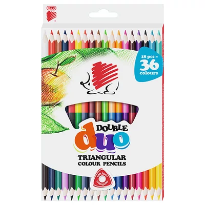 ICO Süni Duo kétvégű színesceruza készlet, háromszögletű, 18 db / 36 szín
