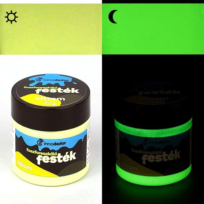 Innodekor foszforeszkáló, világító festék, 30 g - citrom