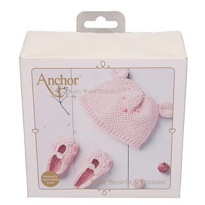 Kötőkészlet, Anchor Baby Pure Cotton - Sapka és cipő, rózsaszín