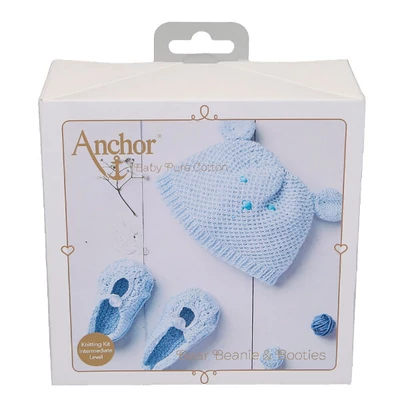 Kötőkészlet, Anchor Baby Pure Cotton - Sapka és cipő, kék