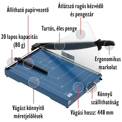 Vágógép, KW-Trio 3025, fém, karos - A3, 20 lap