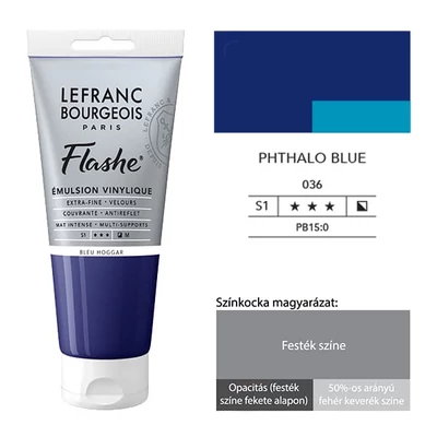 L&amp;amp;B Flashe vinil festék (akrilfesték), 80 ml - 036, phthalo blue