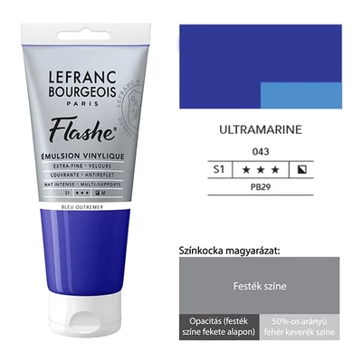L&amp;B Flashe vinil festék (akrilfesték), 80 ml - 043, ultramarine