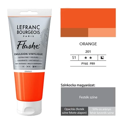 L&amp;amp;B Flashe vinil festék (akrilfesték), 80 ml - 201, orange