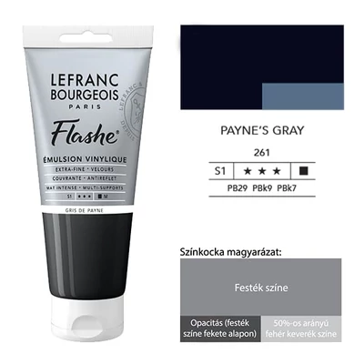 L&amp;B Flashe vinil festék (akrilfesték), 80 ml - 261, payne's grey