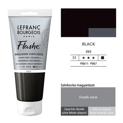 L&amp;amp;B Flashe vinil festék (akrilfesték), 80 ml - 265, black