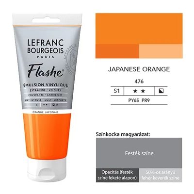 L&amp;B Flashe vinil festék (akrilfesték), 80 ml - 476, japanese orange
