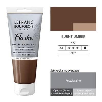 L&amp;B Flashe vinil festék (akrilfesték), 80 ml - 477, burnt umber