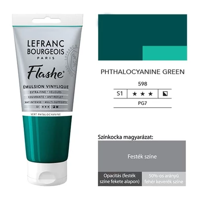L&amp;amp;B Flashe vinil festék (akrilfesték), 80 ml - 598, phthalocyanine green