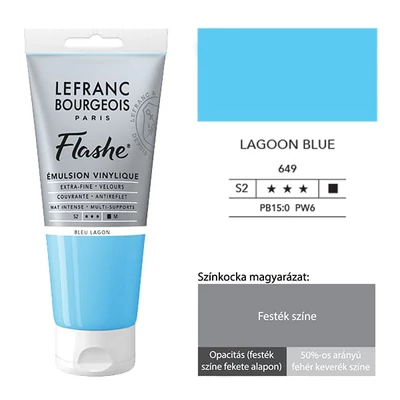 L&amp;B Flashe vinil festék (akrilfesték), 80 ml - 649, lagoon blue