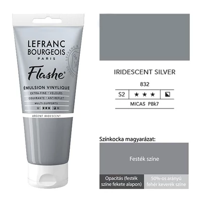 L&amp;B Flashe vinil festék (akrilfesték), 80 ml - 832, iridescent silver