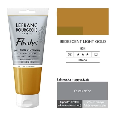 L&amp;B Flashe vinil festék (akrilfesték), 80 ml - 834, iridescent light gold