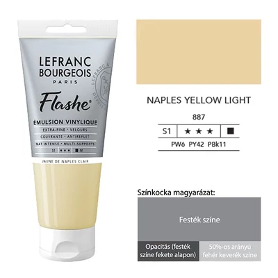 L&amp;B Flashe vinil festék (akrilfesték), 80 ml - 887, naples yellow light