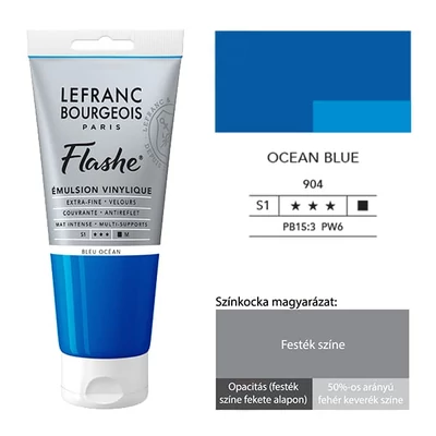 L&amp;B Flashe vinil festék (akrilfesték), 80 ml - 904, ocean blue