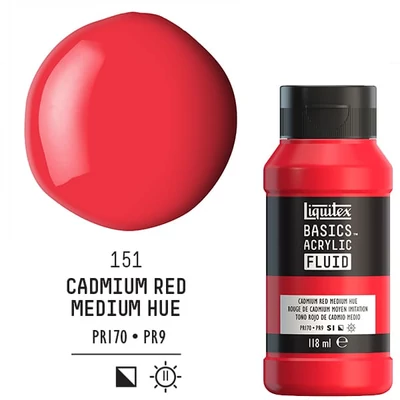 Liquitex Basics Fluid akrilfesték, 118 ml - 151, cadmium red medium hue