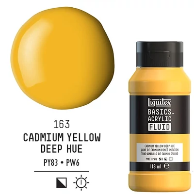 Liquitex Basics Fluid akrilfesték, 118 ml - 163, cadmium yellow deep hue