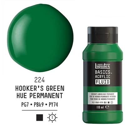 Liquitex Basics Fluid akrilfesték, 118 ml - 224, hooker's green hue permanent