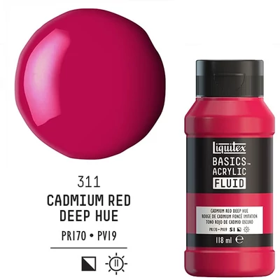 Liquitex Basics Fluid akrilfesték, 118 ml - 311, cadmium red deep hue