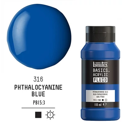Liquitex Basics Fluid akrilfesték, 118 ml - 316, phthalocyanine blue