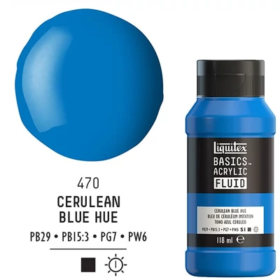 Liquitex Basics Fluid akrilfesték, 118 ml - 470, cerulean blue hue