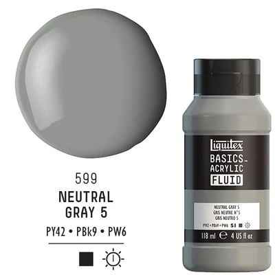Liquitex Basics Fluid akrilfesték, 118 ml - 599, neutral grey 5