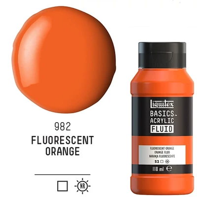 Liquitex Basics Fluid akrilfesték, 118 ml - 982, fluorescent orange