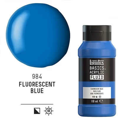 Liquitex Basics Fluid akrilfesték, 118 ml - 984, fluorescent blue