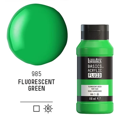 Liquitex Basics Fluid akrilfesték, 118 ml - 985, fluorescent green