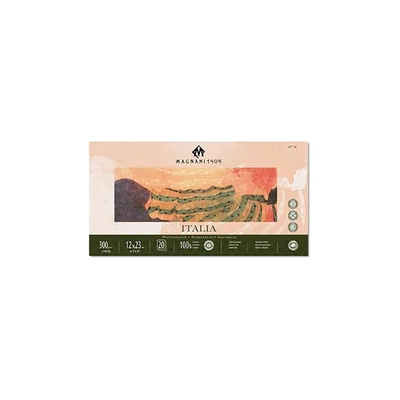 Magnani Italia akvarelltömb, 100% pamut, 300 g, 12x23 cm, 20 lap, félérdes